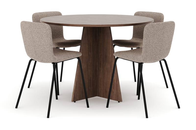 Bootcut Runt Litet Matbord Valnöt 110 cm med 4 Katy Matstolar - Möbler - Matplats - Matgrupp & matbord med stolar
