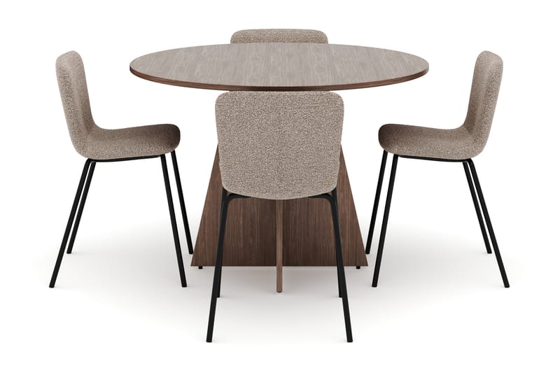 Bootcut Runt Litet Matbord Valnöt 110 cm med 4 Katy Matstolar - Möbler - Matplats - Matgrupp & matbord med stolar