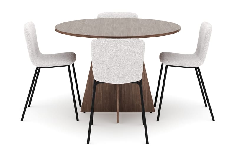 Bootcut Runt Litet Matbord Valnöt 110 cm med 4 Katy Matstolar - Möbler - Matplats - Matgrupp & matbord med stolar