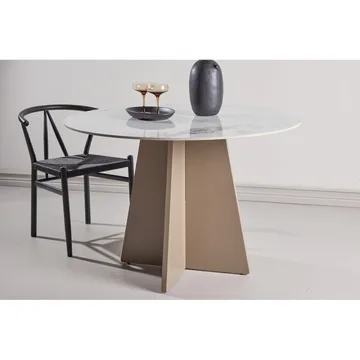 Bootcut Runt Matbord 110 cm i Sten med Marmorutseende - Beige - Möbler - Matplats - Matbord & köksbord