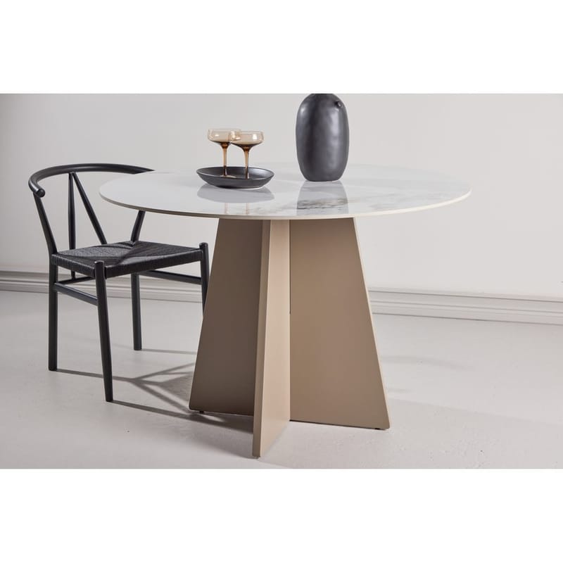 Bootcut Runt Matbord 110 cm i Sten med Marmorutseende - Beige - Möbler - Matplats - Matbord & köksbord