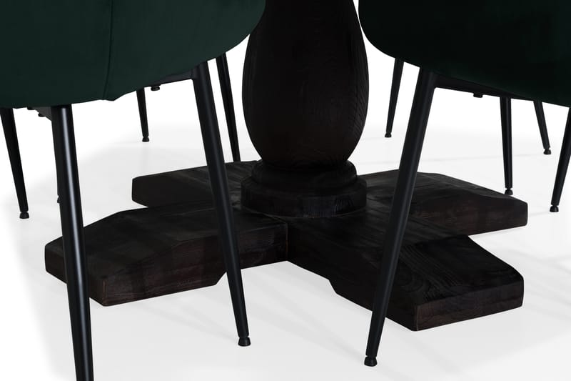 BORIS Matbord 150 Runt Vintage Alm + 6 VIKEN Stol Grön - Matgrupp & matbord med stolar
