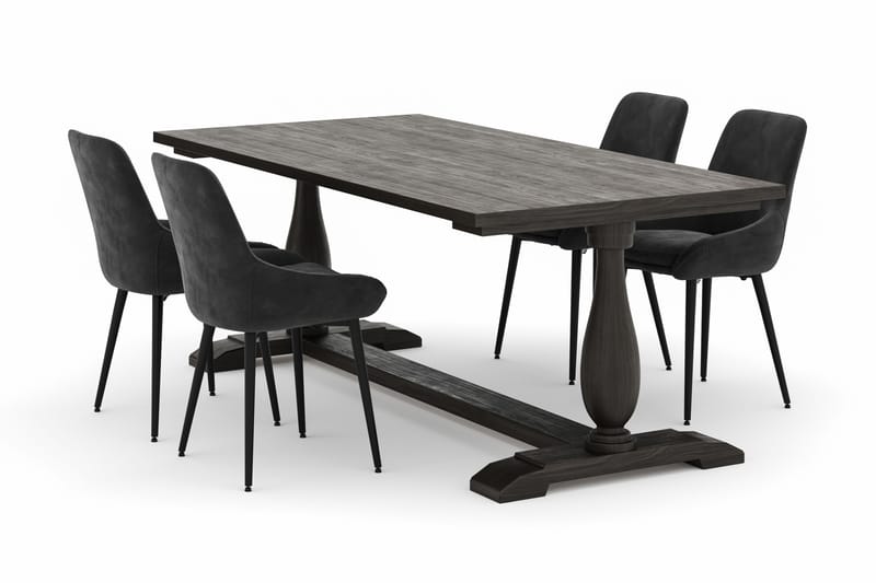 Boris Matgrupp 200x100cm med 4 Alsarp Matstolar, Brun