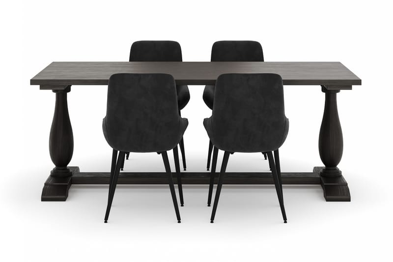 Boris Matgrupp 200x100cm med 4 Alsarp Matstolar - Brun - Möbler - Matplats - Matgrupp & matbord med stolar