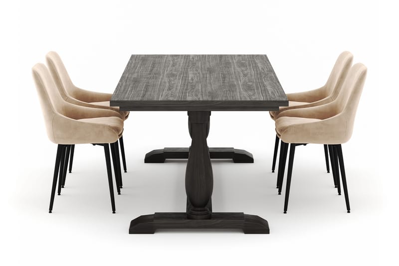 Boris Matgrupp 200x100cm med 4 Alsarp Matstolar - Brun - Möbler - Matplats - Matgrupp & matbord med stolar