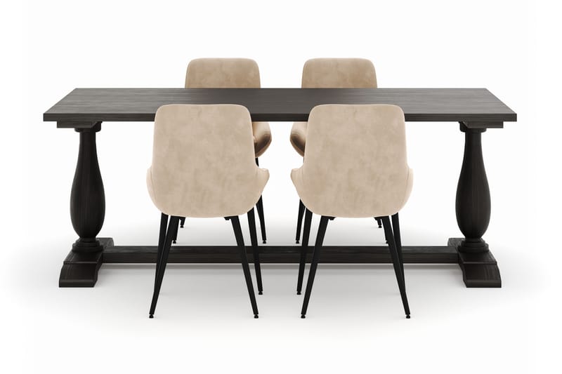 Boris Matgrupp 200x100cm med 4 Alsarp Matstolar - Brun - Möbler - Matplats - Matgrupp & matbord med stolar