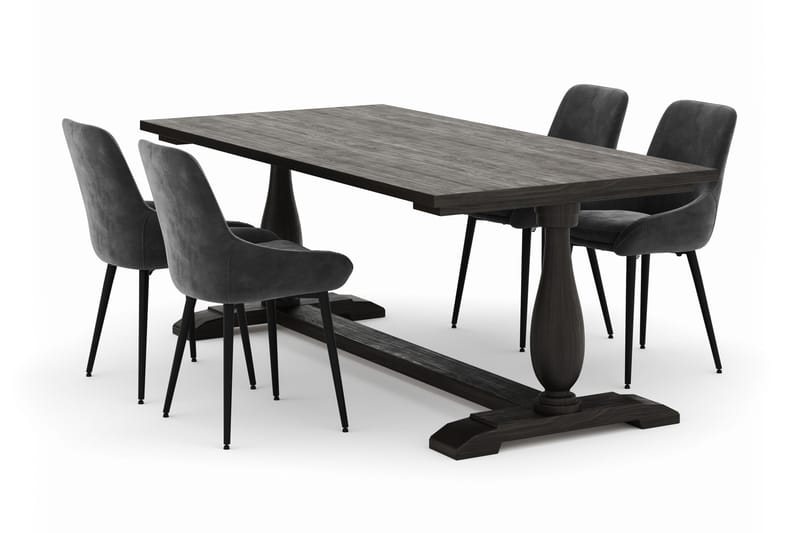 Boris Matgrupp 200x100cm med 4 Alsarp Matstolar, Brun