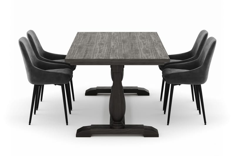 Boris Matgrupp 200x100cm med 4 Alsarp Matstolar - Brun - Möbler - Matplats - Matgrupp & matbord med stolar