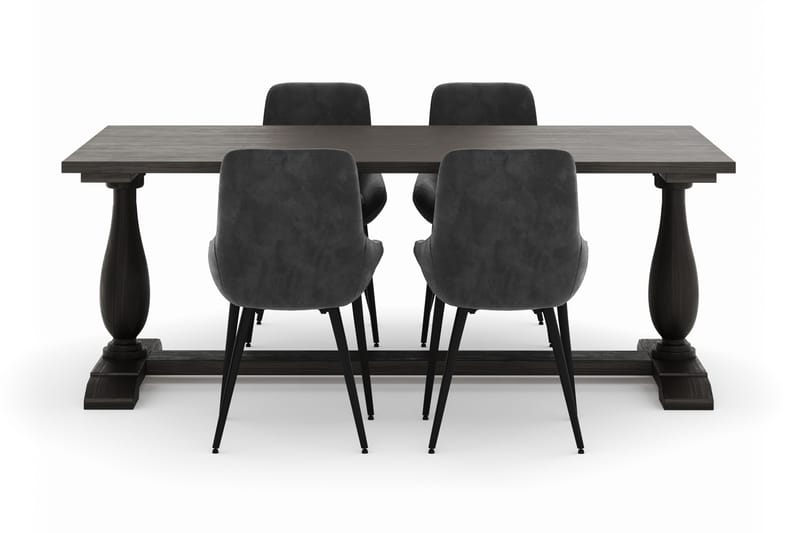 Boris Matgrupp 200x100cm med 4 Alsarp Matstolar - Brun - Möbler - Matplats - Matgrupp & matbord med stolar