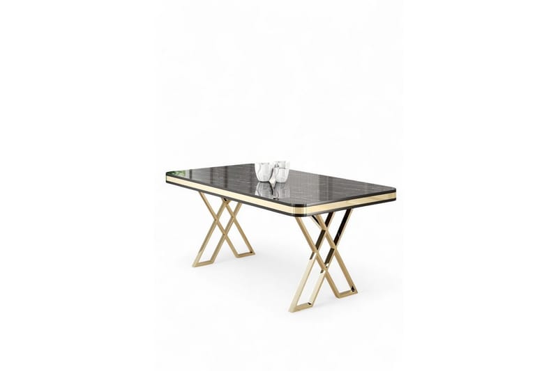 Calchera Matbord 130 cm Rektangulär - Svart Marmor/Guld - Möbler - Matplats - Matbord & köksbord