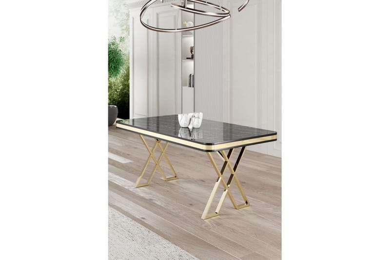 Calchera Matbord 130 cm Rektangulär - Svart Marmor/Guld - Möbler - Matplats - Matbord & köksbord