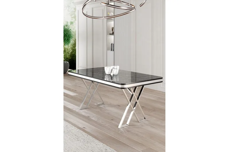 Calchera Matbord 130 cm Rektangulär - Svart Marmor/Krom - Möbler - Matplats - Matbord & köksbord