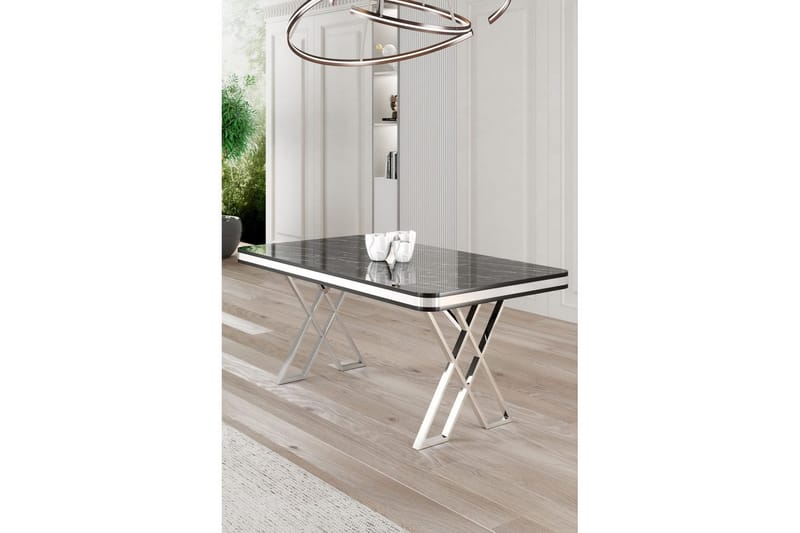 Calchera Matbord 130 cm Rektangulär - Svart Marmor/Krom - Möbler - Matplats - Matbord & köksbord