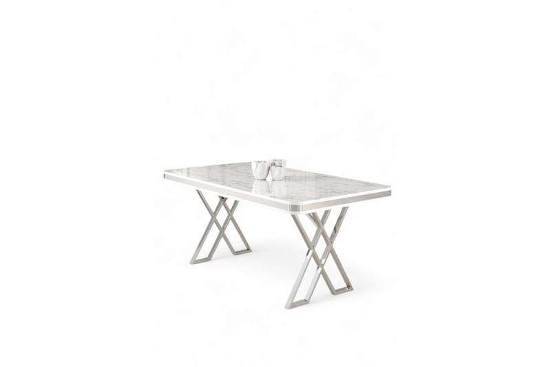 Calchera Matbord 130 cm Rektangulär - Vit Marmor/Krom - Möbler - Matplats - Matbord & köksbord