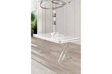 Calchera Matbord 130 cm Rektangulär - Vit Marmor/Krom - Möbler - Matplats - Matbord & köksbord