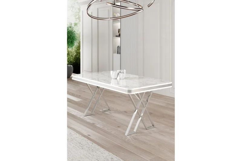 Calchera Matbord 130 cm Rektangulär - Vit Marmor/Krom - Möbler - Matplats - Matbord & köksbord