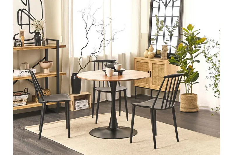 Calmar Matbord 90 cm Rund - Ljusbrun/Svart - Möbler - Matplats - Matbord & köksbord