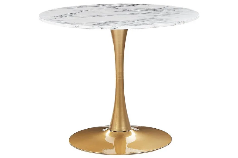 Calmar Matbord 90 cm Rund, Vit/Guld