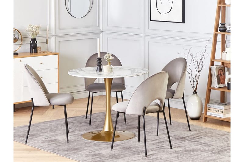 Calmar Matbord 90 cm Rund - Vit/Guld - Möbler - Matplats - Matbord & köksbord