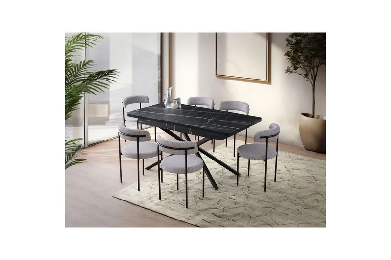 Cassel Matbord 160 cm Rektangulär - Svart/Vit - Möbler - Matplats - Matbord & köksbord