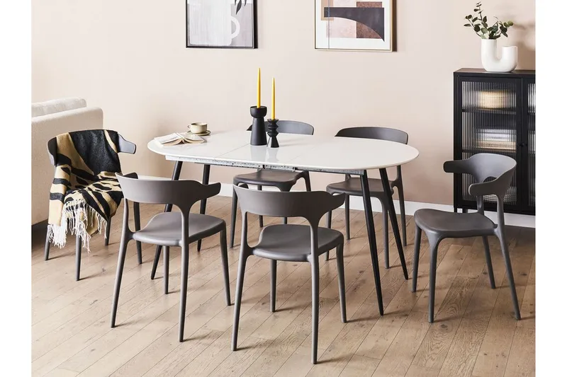 Castellana Matbord Förlängningsbart 120-160x80 cm - Vit/Svart - Möbler - Matplats - Matbord & köksbord