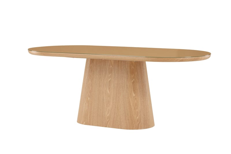 Castor Stort Ovalt Matbord 200 cm med Glasskiva och Ekutseende - Brun - Möbler - Matplats - Matbord & köksbord