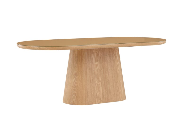 Castor Stort Ovalt Matbord 200 cm med Glasskiva och Ekutseende - Brun - Möbler - Matplats - Matbord & köksbord