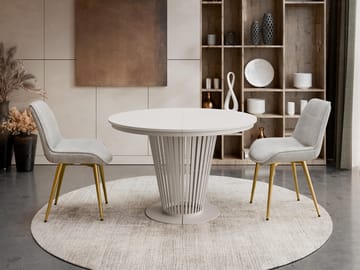 Cedra Runt Matbord 100-176 cm - beige - Möbler - Matplats - Matbord & köksbord
