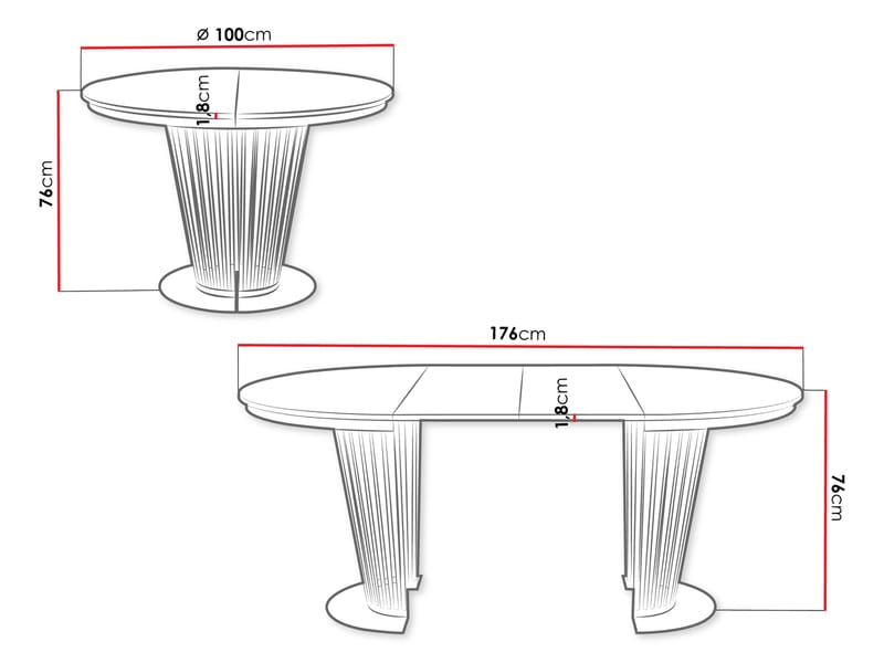 Cedra Runt Matbord 100-176 cm - svart - Möbler - Matplats - Matbord & köksbord
