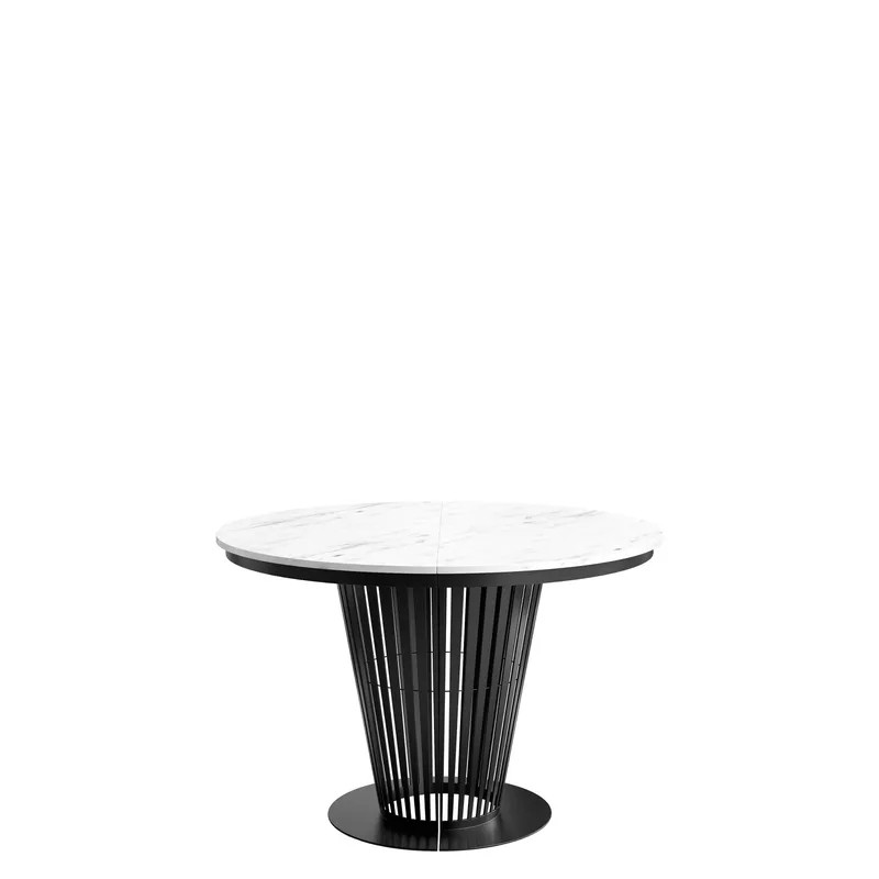 Cedra Runt Matbord 120-196 cm, svart, vit