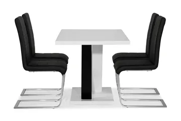 Cesi Matgrupp 140 cm med 4 Cibus Stol - Vit/Svart/Svart PU/Krom - Möbler - Matplats - Matgrupp & matbord med stolar