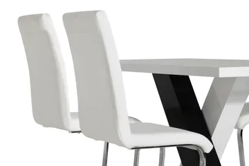 Cesi Matgrupp 140 cm med 4 Cibus Stol - Vit/Svart/Svart PU/Krom - Möbler - Matplats - Matgrupp & matbord med stolar