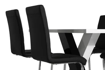 Cesi Matgrupp 140 cm med 4 Cibus Stol - Vit/Svart/Svart PU/Krom - Möbler - Matplats - Matgrupp & matbord med stolar