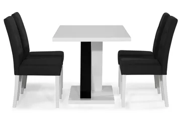 Cesi Matgrupp 140 cm med 4 Viktor Stol - Vit/Svart/Svart PU - Möbler - Matplats - Matgrupp & matbord med stolar
