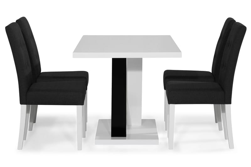 Cesi Matgrupp 140 cm med 4 Viktor Stol - Vit/Svart/Svart PU - Möbler - Matplats - Matgrupp & matbord med stolar