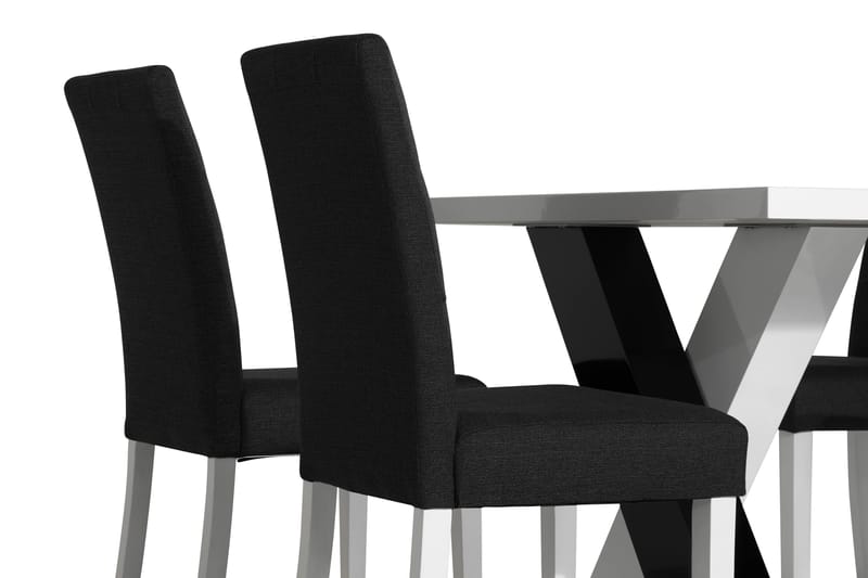 Cesi Matgrupp 140 cm med 4 Viktor Stol - Vit/Svart/Svart PU - Möbler - Matplats - Matgrupp & matbord med stolar