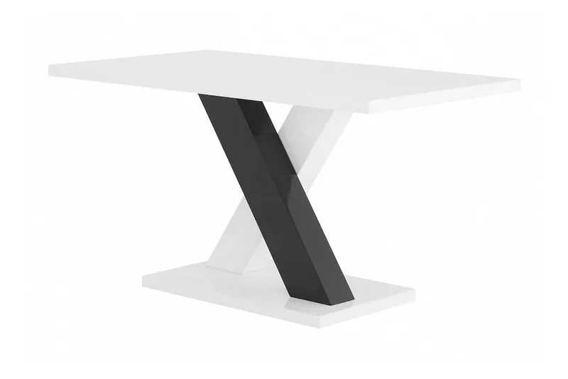 Cesi Matgrupp Rektangulärt matbord 140 cm + 6 Isoda Läder Marstolar - Vit/Svart/Krome - Möbler - Matplats - Matgrupp & matbord med stolar