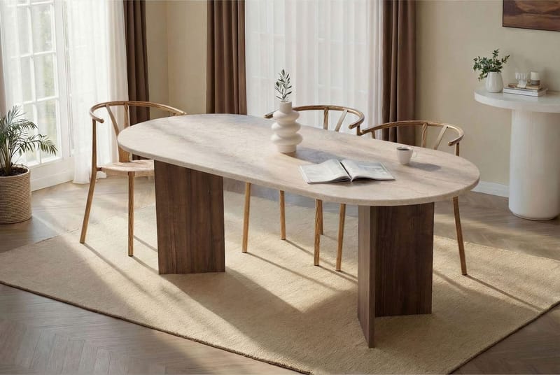 Ceylin Matbord 200x75x90 cm - Travertine Walnut - Möbler - Matplats - Matbord & köksbord
