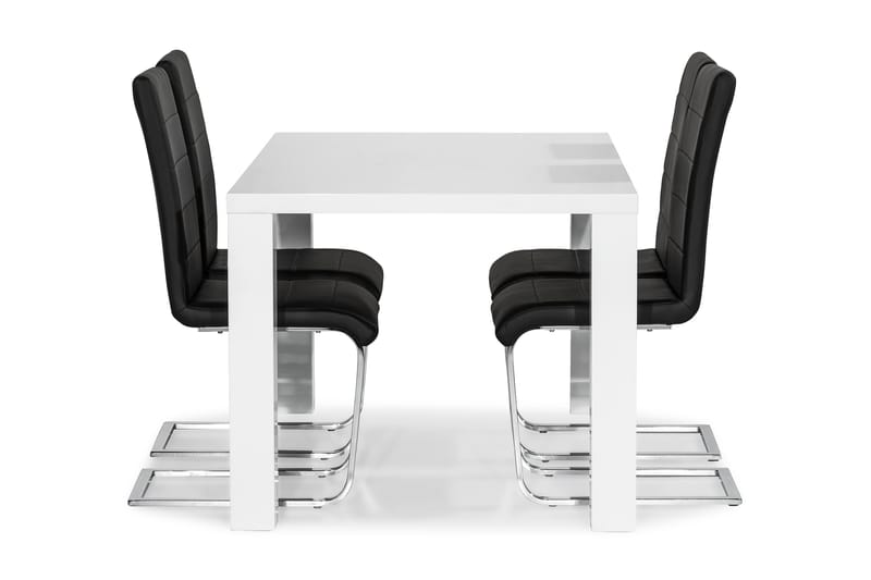 CIBUS Matgrupp 140x90 med 4 Stolar Vit/Svart/Krom - Matgrupp & matbord med stolar