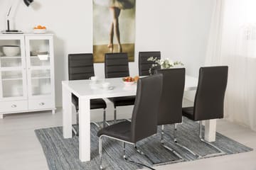 Cibus Matgrupp 180 cm med 6 Stolar - Vit/Svart Konstläder - Möbler - Matplats - Matgrupp & matbord med stolar