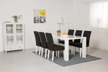 Cibus Matgrupp 180 cm med 6 Viktor Stol - Vit/Svart - Möbler - Matplats - Matgrupp & matbord med stolar