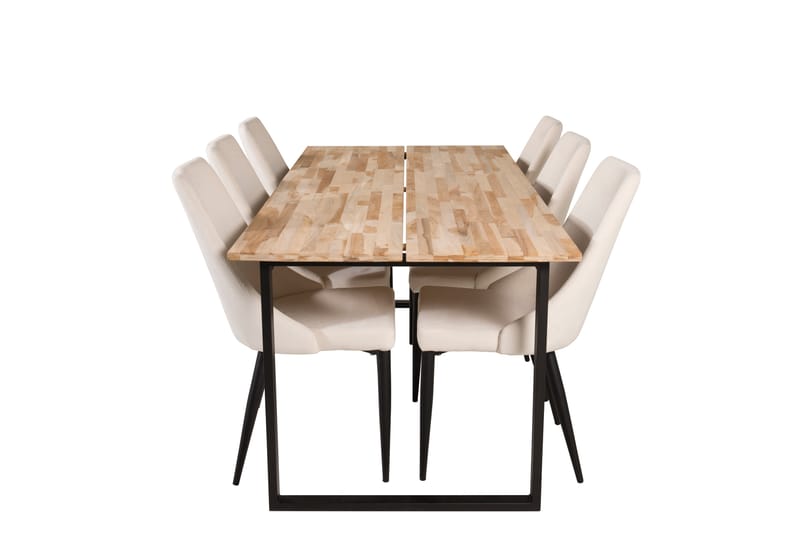 Cirebon Matgrupp 200 cm Rektangulär med 6 Leone stolar, Svart