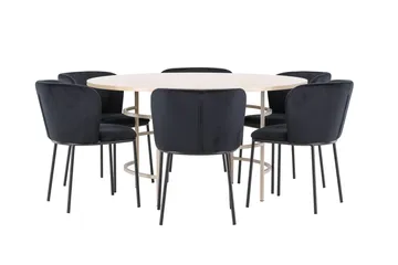 Copenhagen Matbord 140 cm Rund med 6 Edina Matstol - Möbler - Matplats - Matgrupp & matbord med stolar