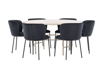 Copenhagen Matbord 140 cm Rund med 6 Edina Matstol - Möbler - Matplats - Matgrupp & matbord med stolar