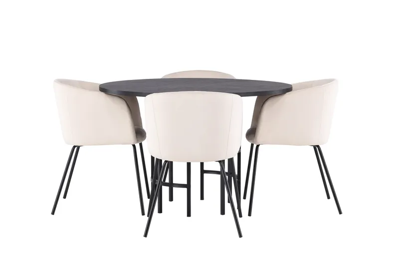 Copenhagen Matgrupp 115 cm Rund med 4 Berit stolar, Beige