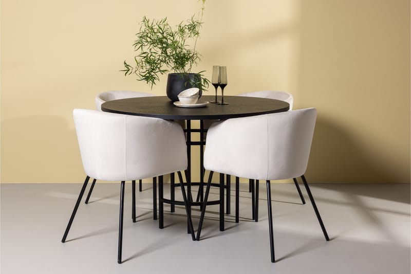 Copenhagen Matgrupp 115 cm Rund med 4 Berit stolar - Beige - Möbler - Matplats - Matgrupp & matbord med stolar
