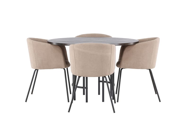 Copenhagen Matgrupp 115 cm Rund med 4 Berit stolar, Beige