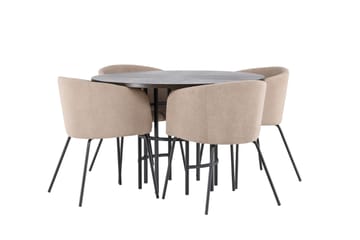 Copenhagen Matgrupp 115 cm Rund med 4 Berit stolar - Beige - Möbler - Matplats - Matgrupp & matbord med stolar