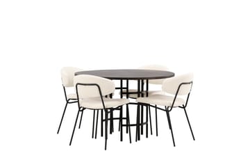Copenhagen Matgrupp 115 cm Rund med 4 Chico Stolar - Svart - Möbler - Matplats - Matgrupp & matbord med stolar