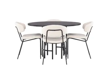 Copenhagen Matgrupp 115 cm Rund med 4 Chico Stolar - Svart - Möbler - Matplats - Matgrupp & matbord med stolar
